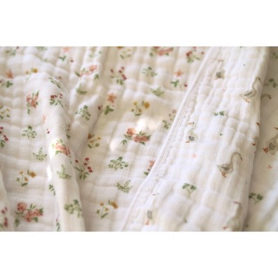 White Floral Cotton Muslin Baby Blanket for Girls