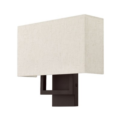 Pierson Bronze 2-Light ADA Compliant Wall Sconce with Oatmeal Shade