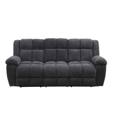 MAYEERTY Reclining Sofa, 3-Seat Corduroy Fabric Recliner with Adjustable Backrests for Living Room, Dark Gray