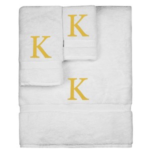 BC BARE COTTON Monogrammed Towel Set, Personalized Gift, Set of 3 - White - Gold Block - 1 of 1