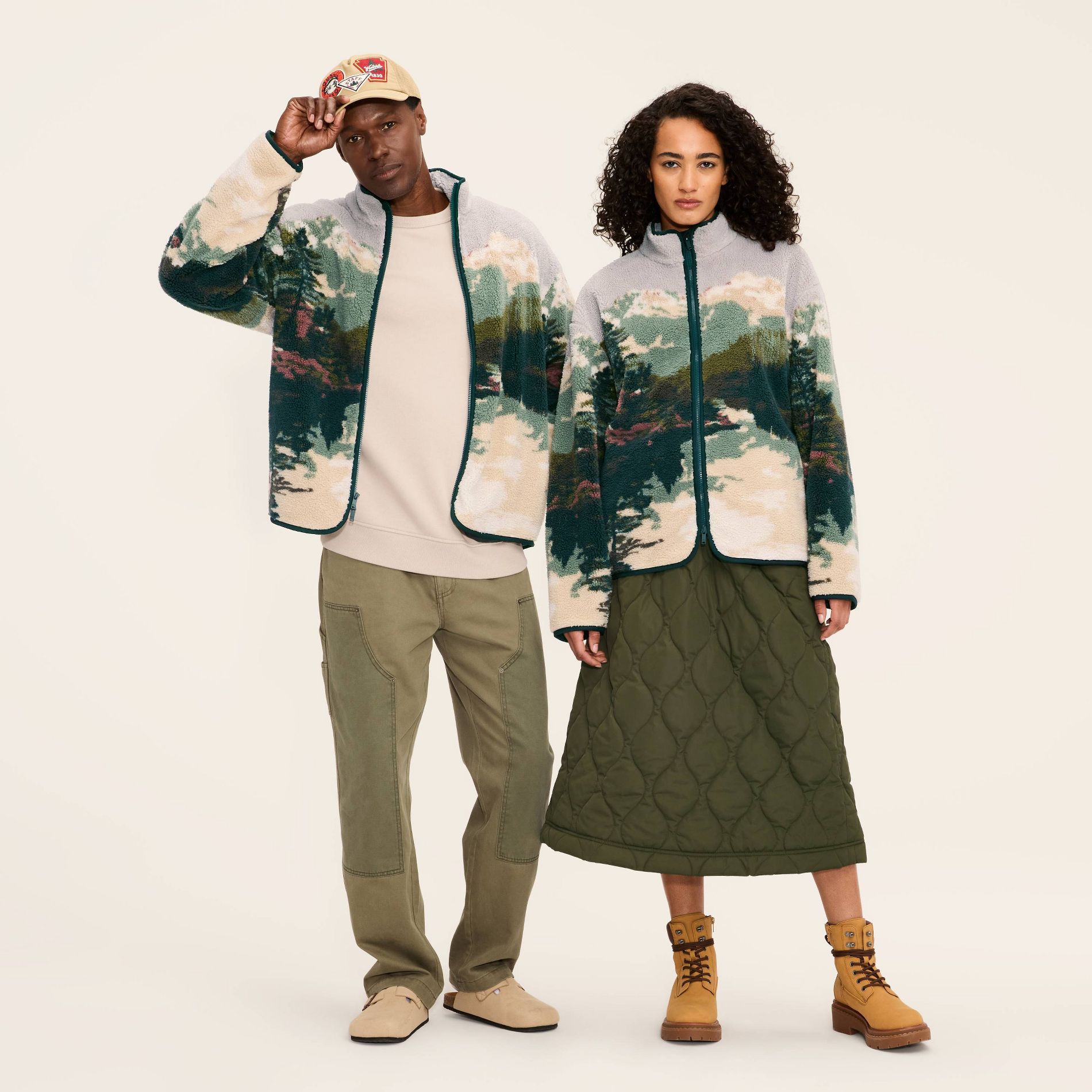 Adult Printed Landscape Zip-Up Fleece Jacket - Woolrich x Target Tan M