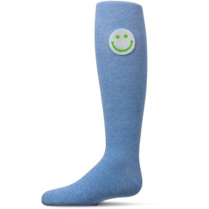 Memoi Girls' Fuzzy Smiley Face Knee High Socks - 1 of 4
