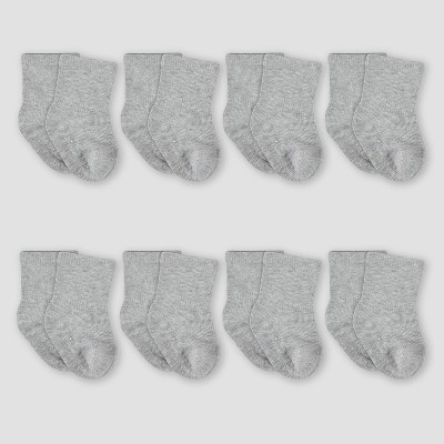 Image of Gerber Baby 8pk Wiggle Proof Socks - Gray 0-6M