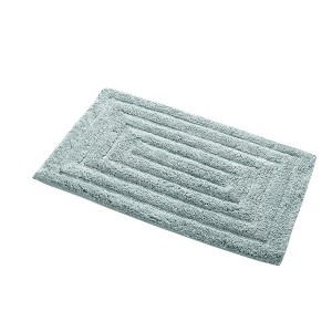 Knightsbridge Stylish And Comfortable All Season Traditional Racetrack Design Cotton Bath Rug, Light Blue - 1 of 4