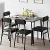 3-Piece Retro Brown Dining Set | Rectangular Table + 2 Upholstered Benches (Seats 4) | Chamfered Metal Frame for Small Kitchens/Apartments - 2 of 4