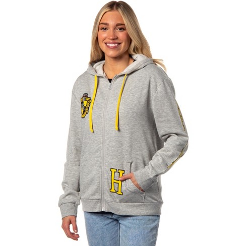 Harry Potter Womens Hufflepuff House Crest Lightweight Zip Up Hoodie 2XL Grey