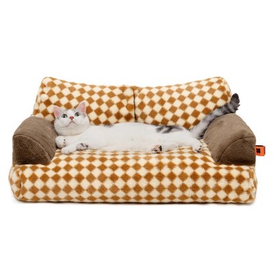 Fluffy Cat Bed for Indoor Cats, Washable Dog Beds for Small & Medium Pets, Soft Plush Cat Couch with Non-Slip Bottom