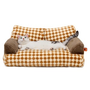 Fluffy Cat Bed for Indoor Cats, Washable Dog Beds for Small & Medium Pets, Soft Plush Cat Couch with Non-Slip Bottom - 1 of 4