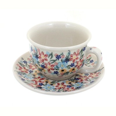 Blue Rose Polish Pottery Tara Cup & Saucer