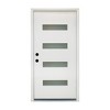 Wooakway 36"W × 80"H 4-Lite Exterior Frosted Glass Prehung Front Entry Door Primed Interior Fiberglass Entrance Door - 4 of 4