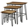 Natural Sheesham Wood 3-Piece Nesting Table Set with Hairpin Legs and Iron Frame for Living Room - 2 of 4