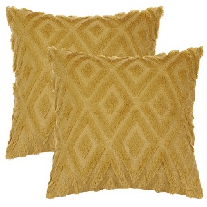 Unique Bargains Shaggy Plush Faux Fur Throw Patterned Pillow Covers 2 Pcs - 1 of 4
