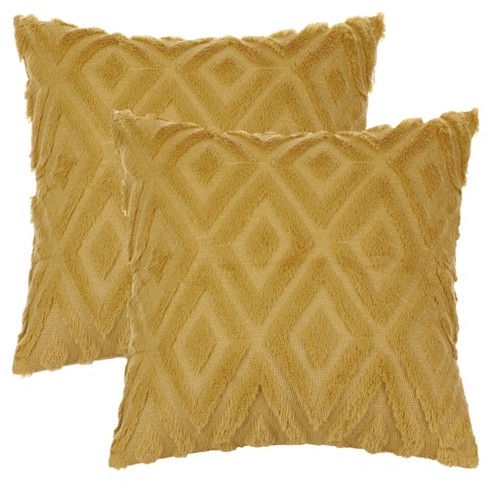 Gold shaggy clearance pillow