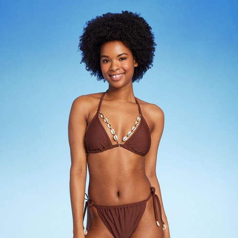 Brown Swirl Fuller Bust Triangle Bikini Top