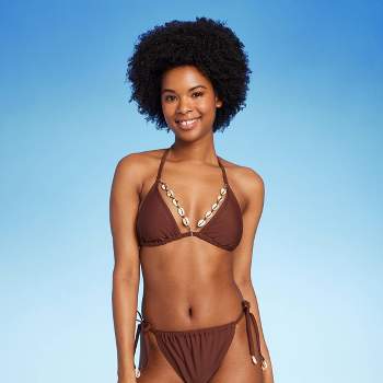 Women's Triangle Bikini Top with Removable Shell Trim - Wild Fable™