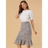 Allegra K Women's Summer Floral Elastic Waist High Low Ruffle Hem Midi Skirts - 3 of 4