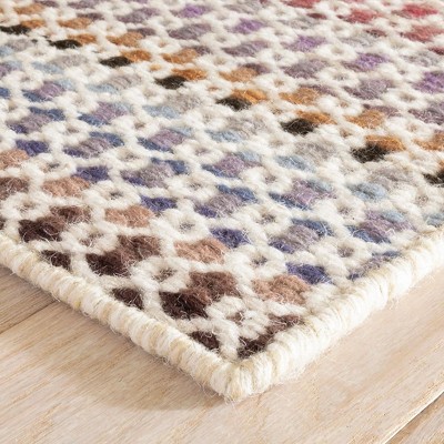 Ivory and Multicolor Flat Woven Wool Stripe Rug, 10' x 14'