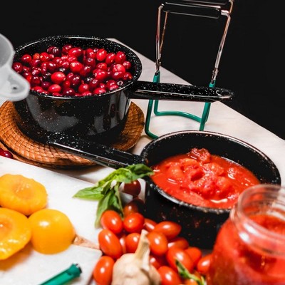 Speckled Black 2-Quart Cast Iron Saucepan with Porcelain Coating