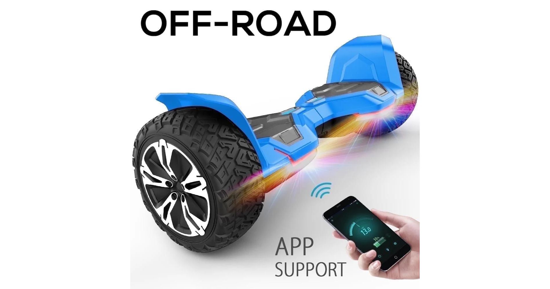 Mastgoal 8.5 inch 700W off-Road Scooter - All Terrain Scooter with Bluetooth Speaker and LED Lights, 10MPH,  265lbs Loads, Best Gift for kids-Blue