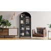73 Inch High Arch Storage Cabinet with Glass Door and Adjustable Shelves, Kitchen/Dining/Living Room Display Bookshelf Organizer - 3 of 4