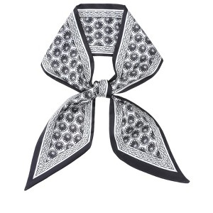 INSPIRE CHIC Women's Paisley Pattern Skinny Long Floral Satin Silky Ribbon Neck Scarves 1Pc - 1 of 4