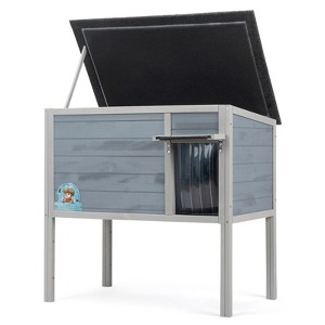 AZL1 Life Concept Pet Crates and Houses Outdoor Insulated Cat House for Winter, Wood Pet House, Openable Roof, Weatherproof, Grey, 21.6"*35.4"*32.3" - 1 of 4