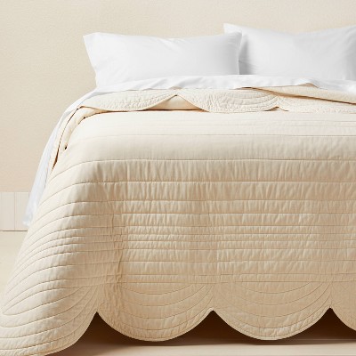 Twin/Twin Extra Long Scalloped Edge Quilt Cream - Opalhouse™ designed with Jungalow™