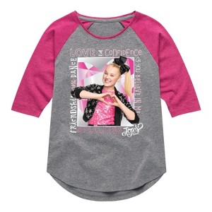 Girls' JoJo Siwa #Feeling  - Athletic Heather/Fuchsia - Small - 1 of 4