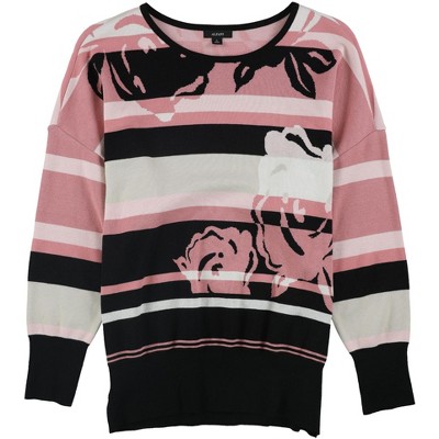 Alfani Womens Floral Stripe Pullover Sweater