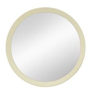 FONTOI Round Wall Mirror Solid Mango Wood Frame Transitional Decor Accent Home Decorative Mirror for Bathroom Entryway, Cream, 19.8"*19.8"*1.3" - 1 of 4