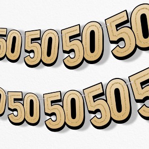 Big Dot of Happiness 50th Birthday Garland Banner Adult Black and Gold Birthday Backdrop 30 Feet of Cord 15 Double Sided Paper Number Age 50 Shapes - 1 of 4