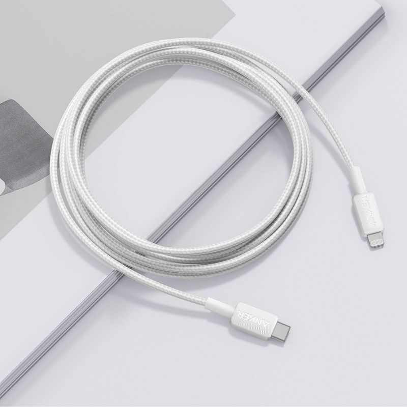 Anker 10&#39; Braided Lightning to USB-C Fast Charging Cable - White, 4 of 10