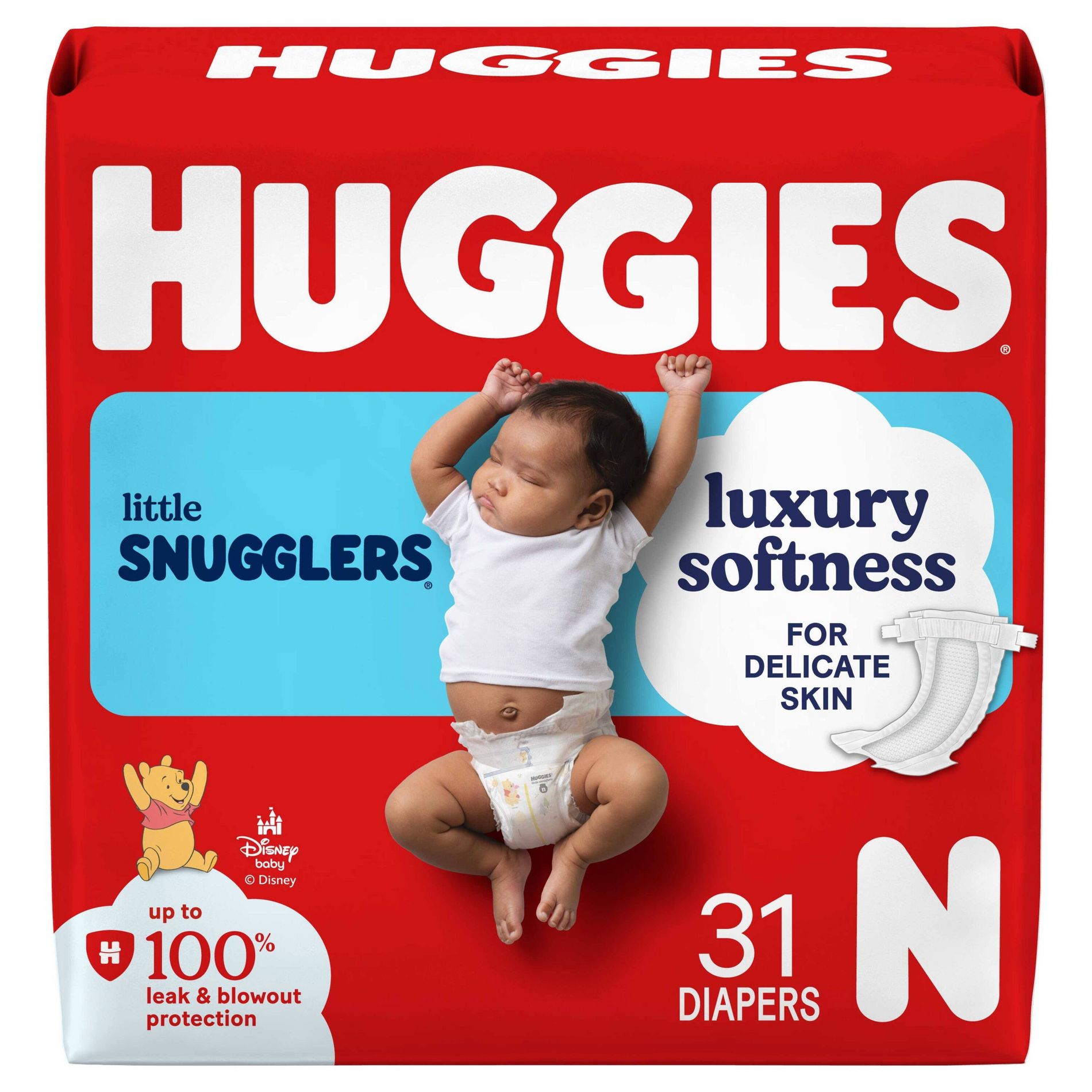 Huggies Little Snugglers Diapers - Newborn - 31ct: Cotton, Umbilical Cord Opening, Wetness Indicator, No Fragrance Added
