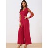 Allegra K Women's Elegant V Neck Mesh Long Sleeve Loose Wide Leg Party Jumpsuits - 2 of 4