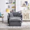 ModernLuxe Oversized Swivel Accent Chair with Ottoman, 360° Rotation Wide Seat Chenille Chair with 3 Pillows for Living Room - 2 of 4