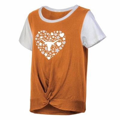 NCAA Texas Longhorns Girls' White Tie T-Shirt