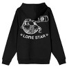 Lone Star Armadillo Drinking Beer Long Sleeve Black Adult Hooded Sweatshirt - 3 of 4