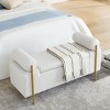 Elegant Upholstered Linen Storage Bench with Cylindrical Arms and Iron Legs for Hallway Living Room Bedroom-Cuddlewood - 2 of 4