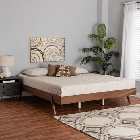 Baxton Studio Sarita Mid-century Modern Walnut Wood Bed Frame : Target