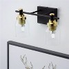 Dewdrop Modern Gold and Black Vanity Light, 2-Light Wall Sconce with Clear Glass Shades for Bathroom - 3 of 4