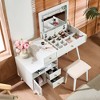 KTMBDW Makeup Vanity Desk with Flip-Top Mirror and Light, Vanity Set Makeup Table with 4 Drawers Lots Storage, 3 Lighting Colors - 3 of 4