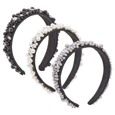 Glamlily 3 Pack Rhinestone and Pearl Crystal Headband for Women and Girls (3 Colors)