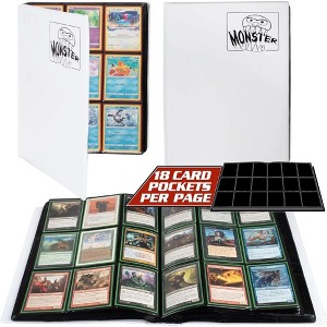 Monster 9 Pocket Matte White Trading Card TCG Mega Binder w 40 Pages- Twice as Large- Hard Cover Album Holds 720 Cards- Anti-Theft Side Loading - 1 of 4