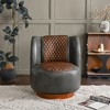 KINWELL Two-Tone Tufted Leather Swivel Chair, 29" W Top-Grain Genuine Leather Upholstered Accent Chair - 2 of 4