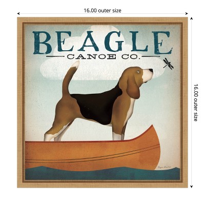 Beagle Canoe Co Vintage Style Canvas Print with Maple Frame
