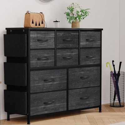 Dark Grey online 10 Drawer Fabric Dresser with Side Pockets BRAND NEW by WLIVE