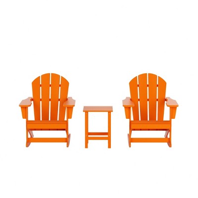 WestinTrends 3 Piece set Outdoor Patio Poly Adirondack rocking chairs with side table