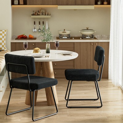 Aheaplus Dining Chairs Set of 2/4/6/8, Tufted Velvet Upholstered Metal Side Chair