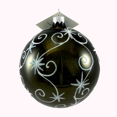 Laved Italian Ornaments Black Ball Stars And Swirls  -  Tree Ornaments