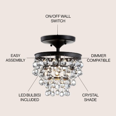 Contemporary Bronze Crystal 10" LED Flush Mount Chandelier